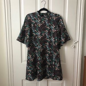 NWT Zara Flutter Sleeve Floral Mini Dress